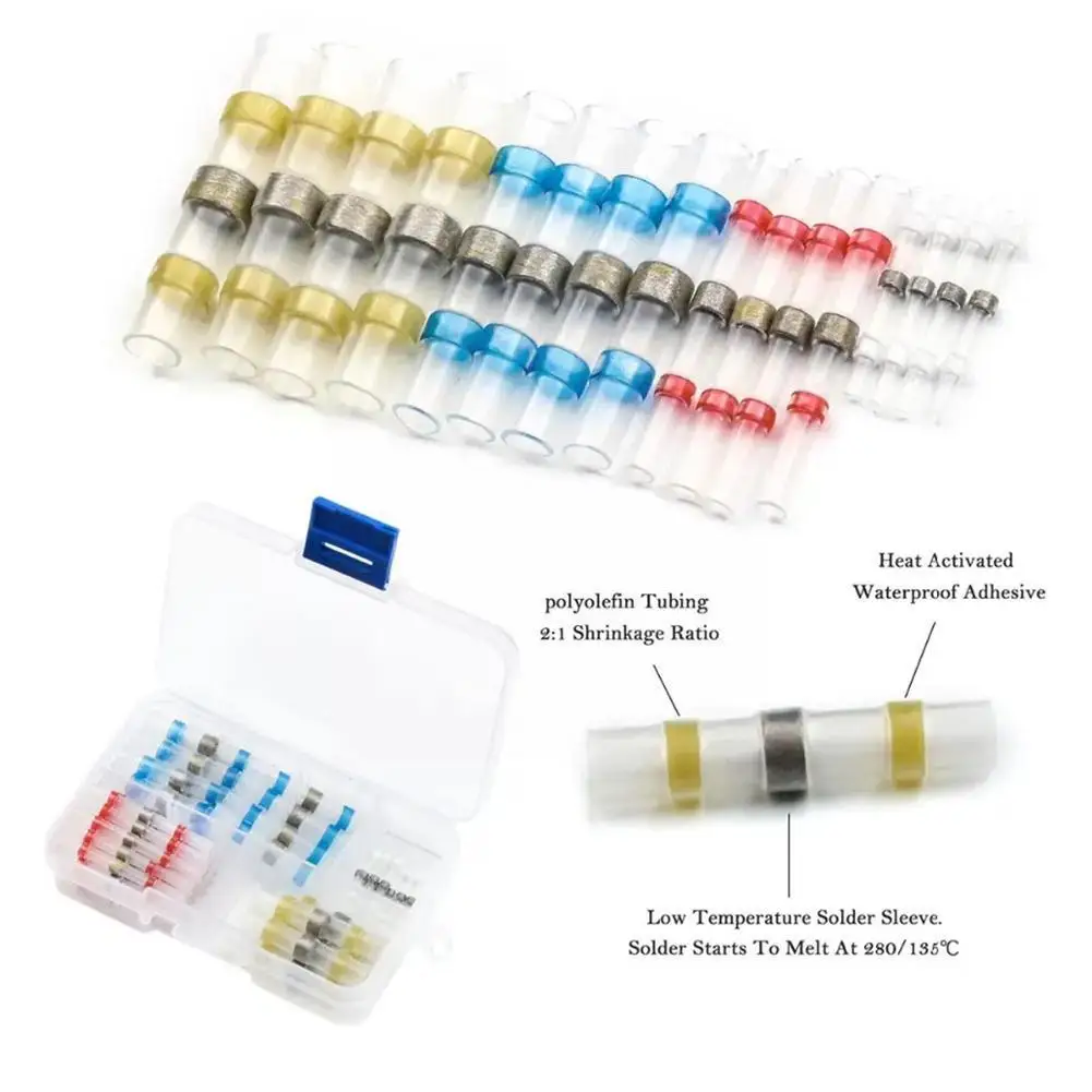 

120-300pcs Solder Rings Tinned Sealed Heat Shrink Tubing Waterproof Wire Shrink Electrical Connectors Quick Connectors Term T7P0
