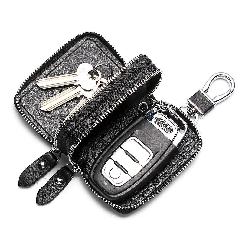 

Leather Fashion Simple Car Key Baotou Layer Cowhide Car With Remote Control Protection Holster Key Bag