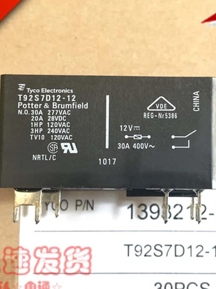 Реле T92S7D12-12 12В, 2 шт., 12 В постоянного тока, 30 А