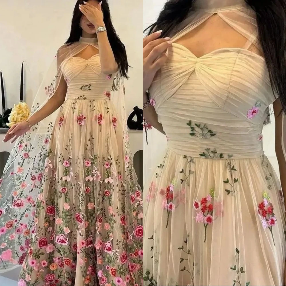 Изысканное высококачественное блестящее тюлевое платье с вышивкой по