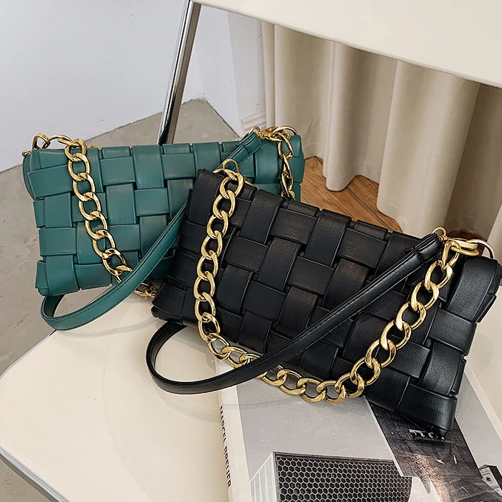 

Женская плетеная Сумочка Ashion из искусственной кожи, сумка через плечо, маленький кошелек на цепочке из ротанга, летние плетеные сумки