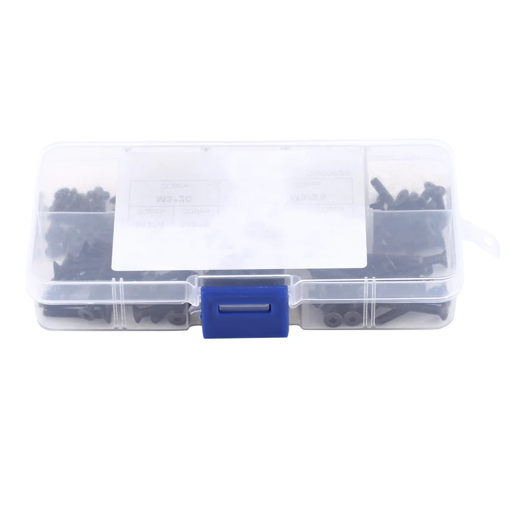 

200Pcs/Box M3 Countersunk Flat Head Hex Socket Screw Bolt Machine Fastener Assortment Set Countersunk Countersunk