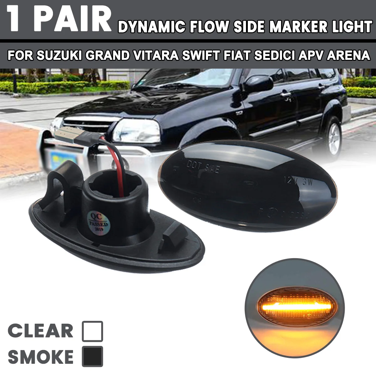 

1 пара динамических светодиодных боковых маркеров дневсветильник света, ретранслятор индикатора потока 12 В для Suzuki Swift Alto SX4 Jimmy Vitar, поворотн...