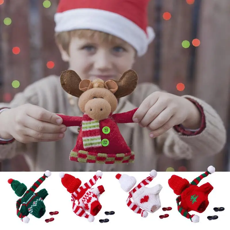 

Toy Clothes for Dolls | 5PCS Christmas Sweater Set for Plush Toy | Festival Knitted Doll Clothes with Hat Scarf Dress Shoes Cute