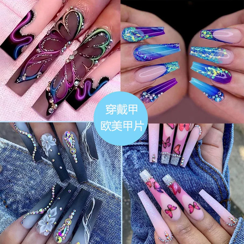 

24pcs/Set Long Ballet Gyaru Y2k Charming False Nails Armour False Nail Wearing Manicure Finished Fake Nail Patch Press on Nail