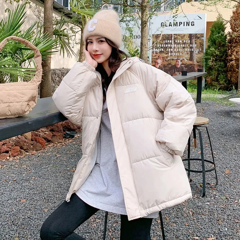 Parkas Women 2022 Winter New Fashion Loose Casual Student Bread Coat Female Clothing Long Hooded Warm Down Cotton Padded Jacket