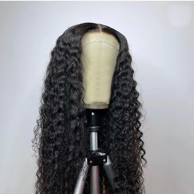 

Synthetic Lace Front Wig Long Kinky Curly Black For Women With PrePlucked Baby Hair Heat Resistant Fiber Hair Daily Wear Wigs