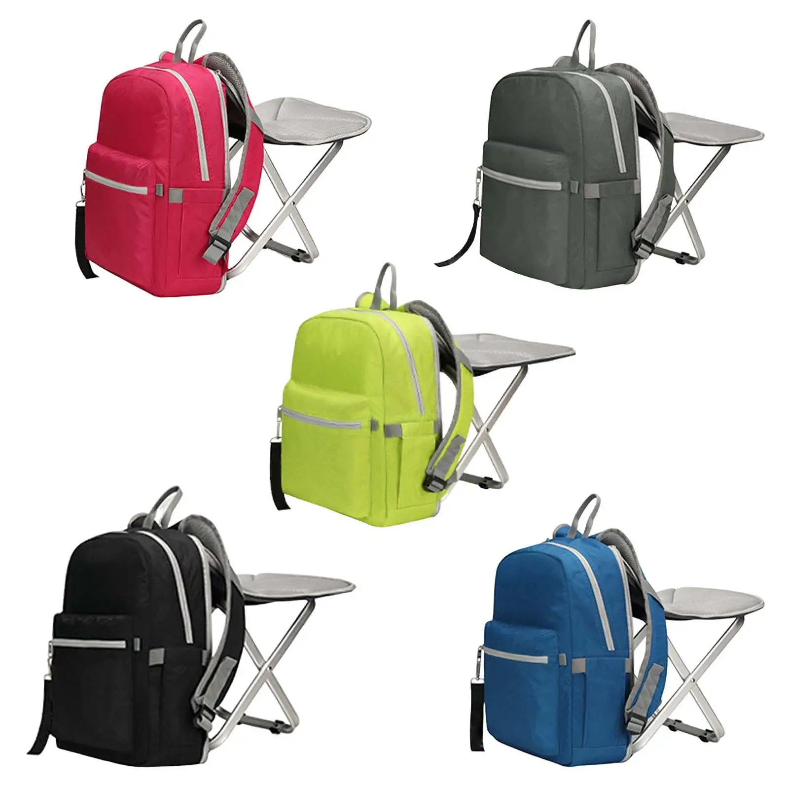 

Fishing Chair with Backpack Fishing Bag Backrest Stool Daypack Compact