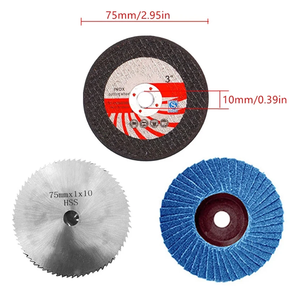 

16 шт. 75x10 мм шлифовальный круг металлический режущий диск Быстрорежущая пила для угловой шлифовальной машины для обработки поверхности и шлифования железа