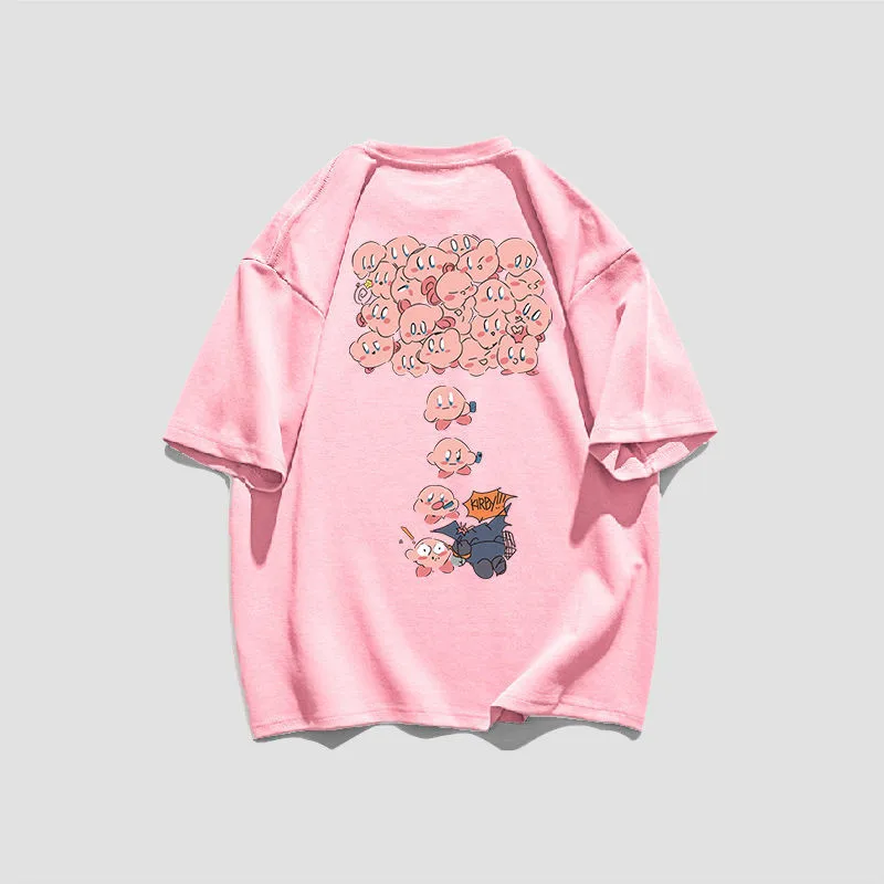 

Новинка Kawaii Kirby аниме периферийный Kirby летняя хлопковая Милая свободная футболка с коротким рукавом японская Милая ветровка Женский Топ