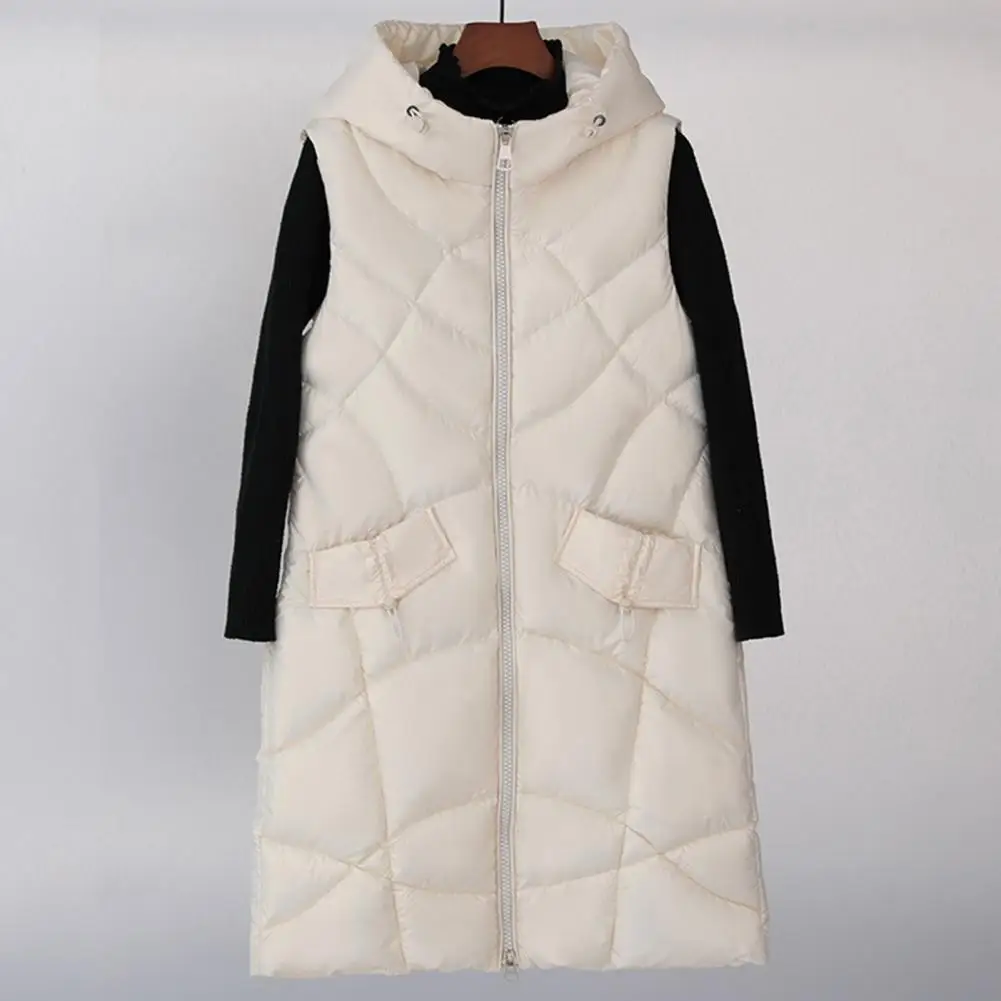 

Женская зимняя куртка, жилет со стоячим воротником, средней длины, без рукавов, с капюшоном, приталенный, сохраняющий тепло, с подкладкой, на молнии, зимнее хлопковое пальто, жилет