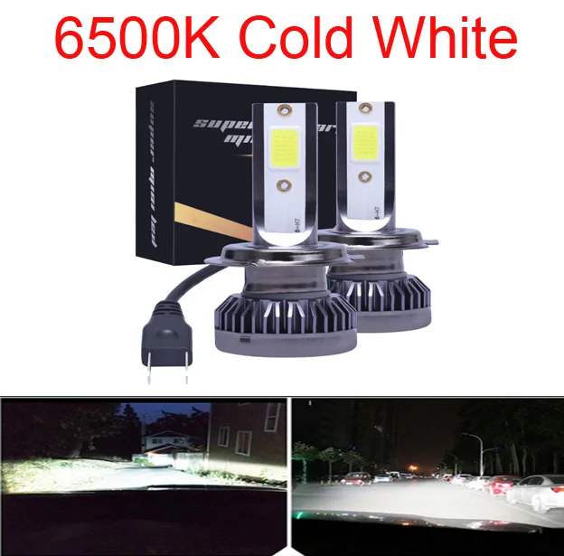2 шт. H7 Led H4 H1 H11 H8 HB4 HB3 9005 9006 H27 Лампа для фар H16 Автомобильные противотуманные фары 20000LM COB 12V 6000K 3000K 6500K