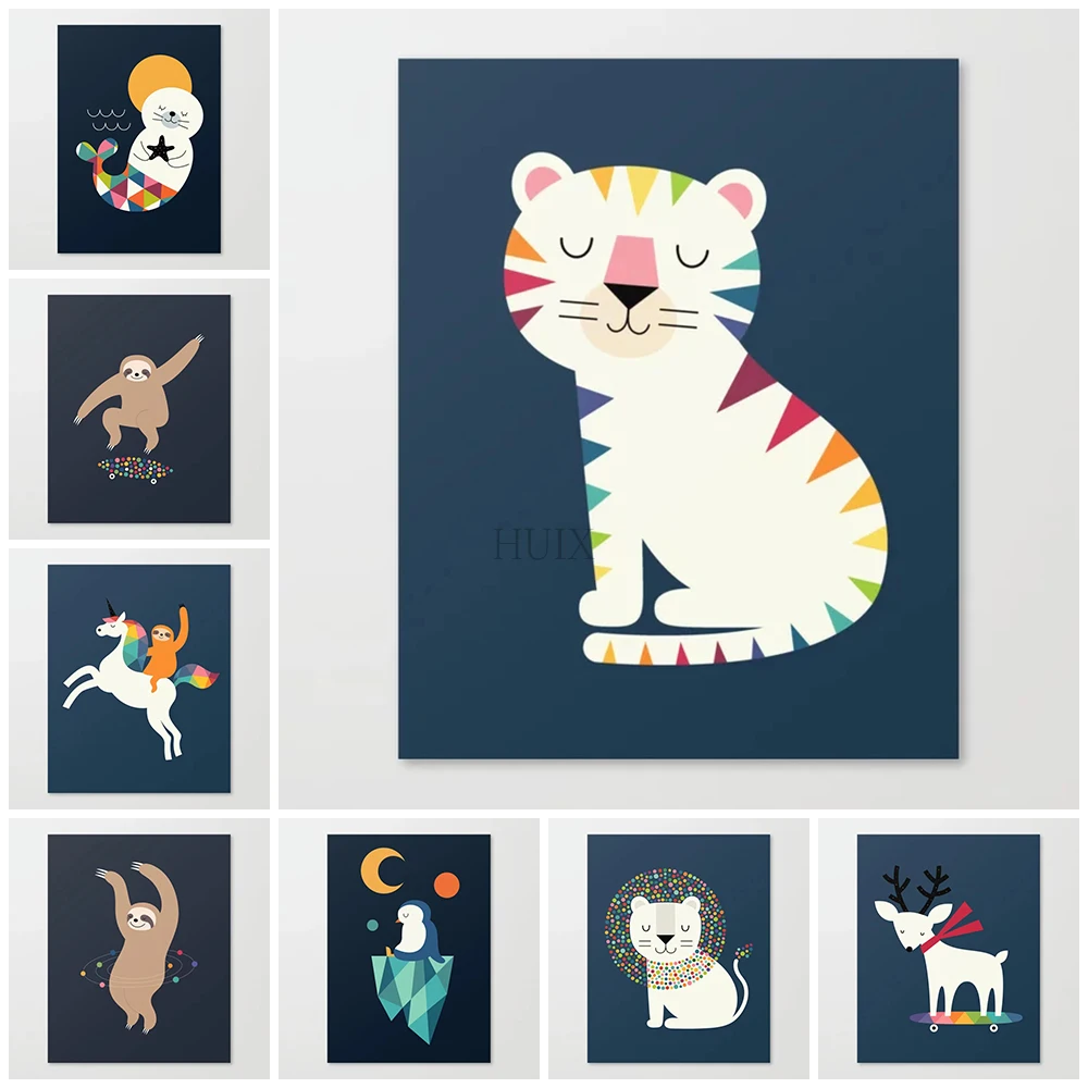 

Abstract Animal Kitten Quality Poster Modular Image Print Mural Moon Wall Art Canvas Painting Home Bedside Decorative Wallpaper