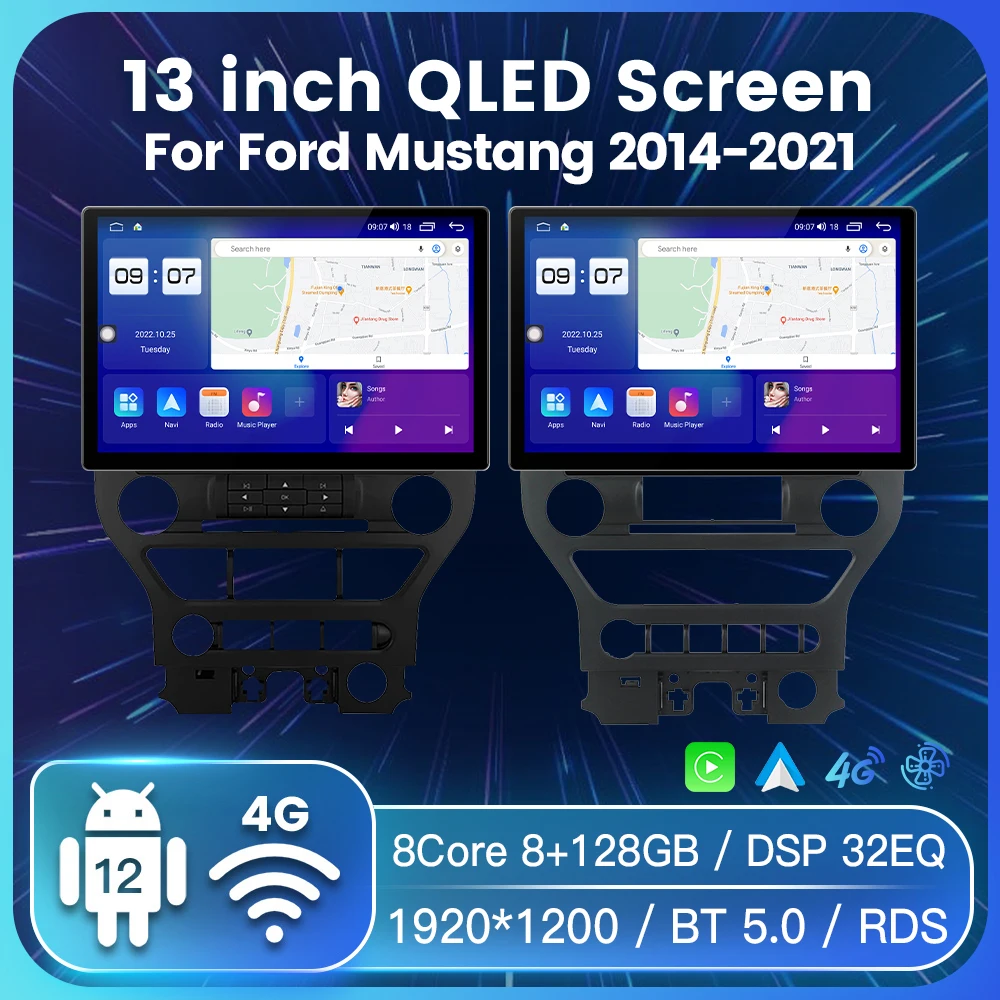 

Автомобильный мультимедийный плеер QLED для Ford Mustang 2014-2021, 13 дюймов