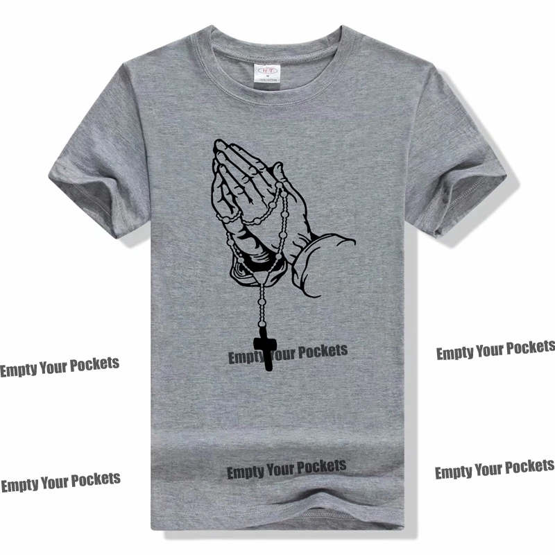 Футболка мужская с молитвенными руками повседневная хлопковая рубашка коротким