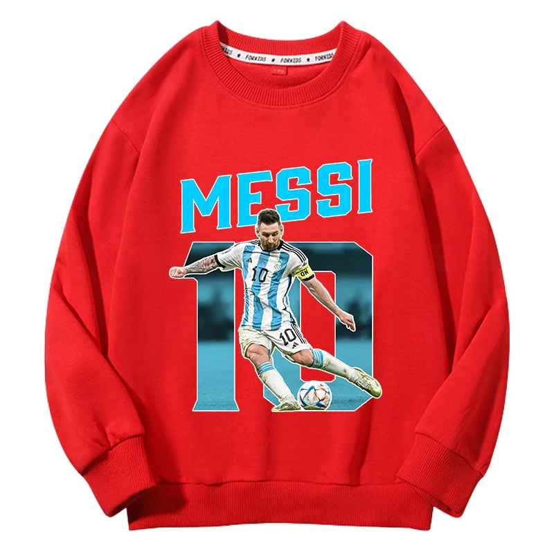 

Футболка с изображением футбола Месси, детская одежда, детская осенне-зимняя толстовка, топы для мальчиков и девочек