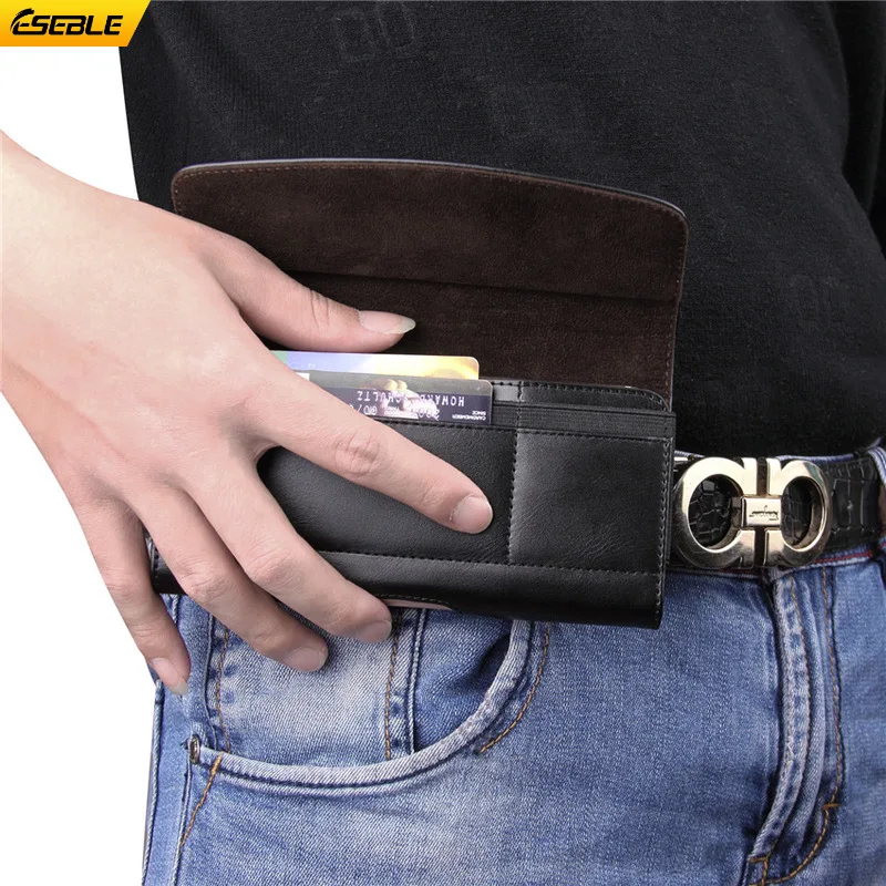 

iPhone Samsung Huawei universal leather goods, large capacity card waist pack, mobile phone holster, bank card driver's license