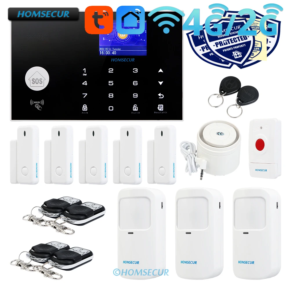 

HOMSECUR Wireless&Wired WIFI 4G Home House Alarm System With Multi-Languages Menu+5 Door Sensors+3 PIR Motion Sensors