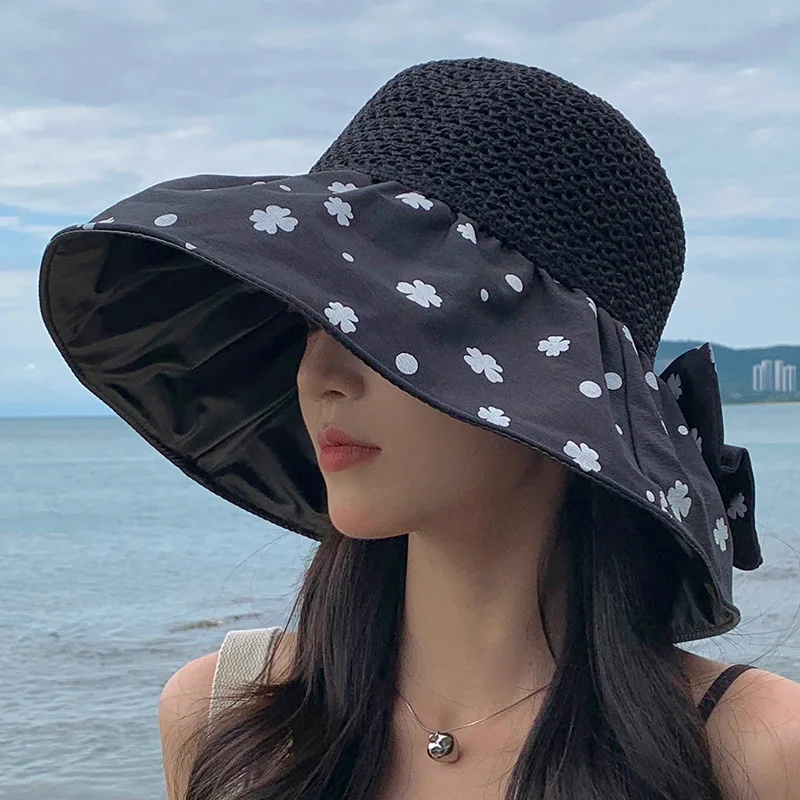Летние шляпы для женщин с цветочным принтом и большим бантом шляпа рыбака