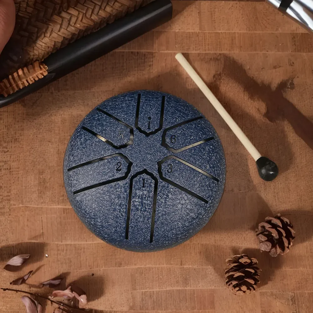 Мини-барабан Handpan 3-дюймовый 6-тональный Стальной Барабан С Язычком Резиновый