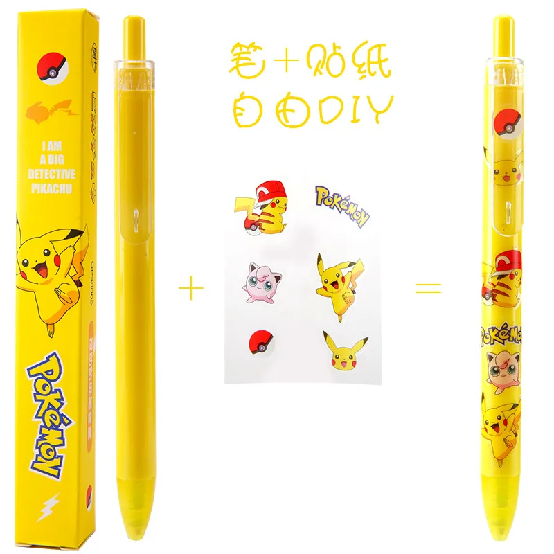 Pokemon Pikachu Pen Press Gel Pen Sticker Creative DIY Student Signature Pen Birthday Gift School Supplies Stationery Prize images - 6