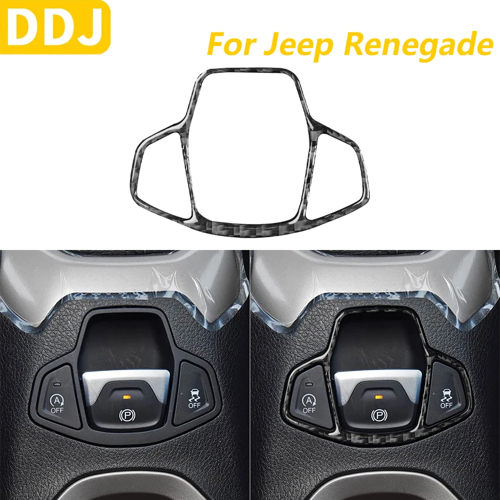 Фото Для Jeep Renegade 2014-2023 углеродное волокно электронная панель управления стояночным тормозом рамка крышка декоративные автомобильные аксессуары наклейка №1