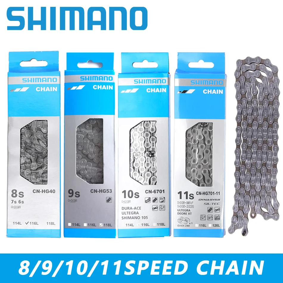 

SHIMANO 8/9/10/11/12Speed Chains HG40 HG50 HG53 HG93 HG54 HG95 4601 HG601 HG701 HG901 Road MTB Bicycle Chains 112/116/118 Links