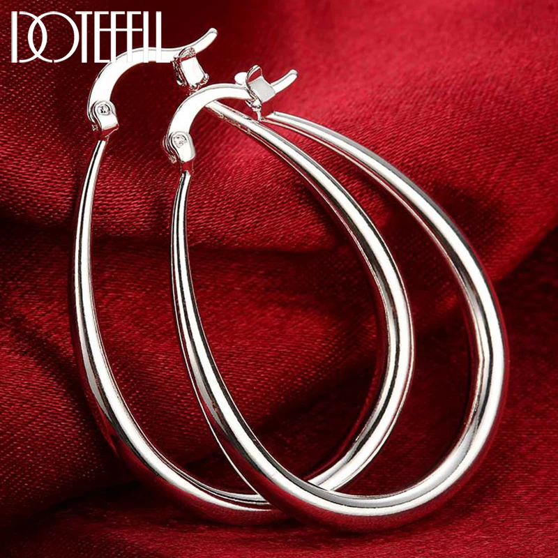 

DOTEFFIL 925 Sterling Silver Smooth U Circle Earrings For Women Lady Engagement Wedding Charm Silver Jewelry