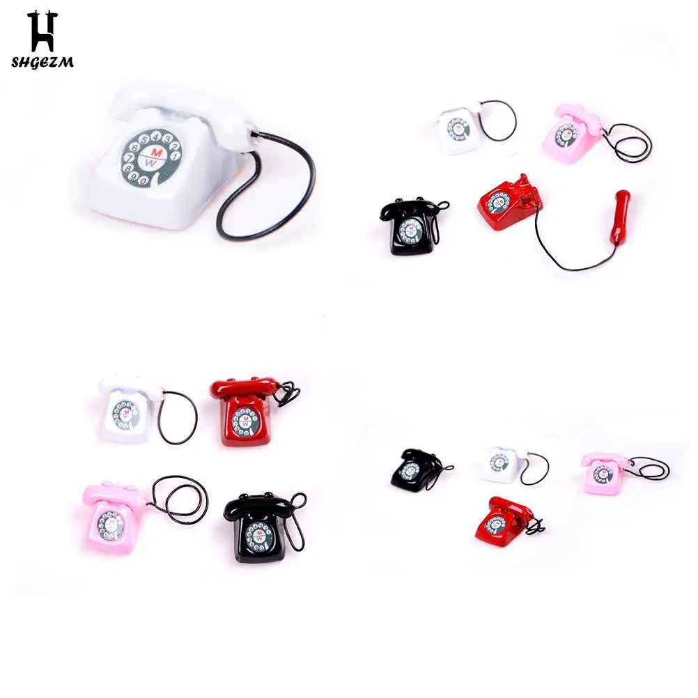 

Dollhouse Mini Metal Phone Telephone Classic Toys Pretend Play Doll House Furniture Toys Decoration Gift For Kid For Decoration