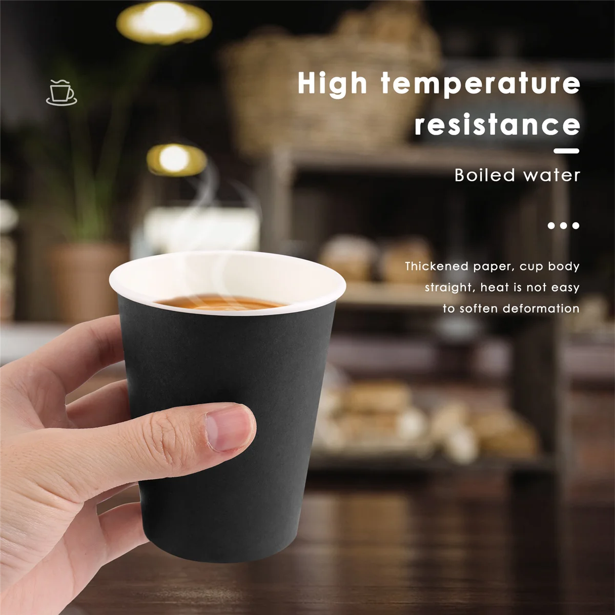 20 бумажных стаканчиков (9 унций)-однотонная зернистость (черный)