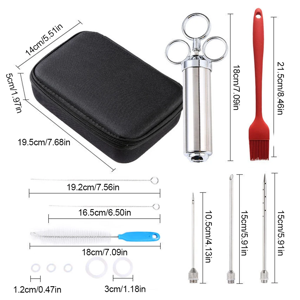 

Meat Marinade Kit Stainless Steel Barbecue Needle Set Portable Reusable Turkey Flavor Tools