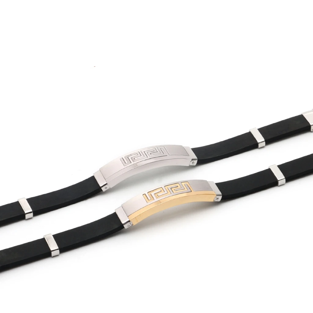 Мужской черный браслет из нержавеющей стали Силиконовые подвески-украшения.