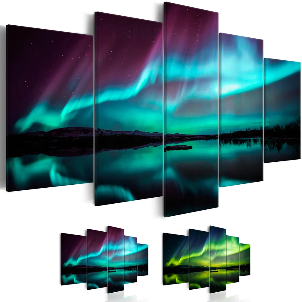 

Северный свет пейзаж на холсте картина на стену озеро пейзаж плакат без рамки настенный художественный плакат украшение для дома гостиной
