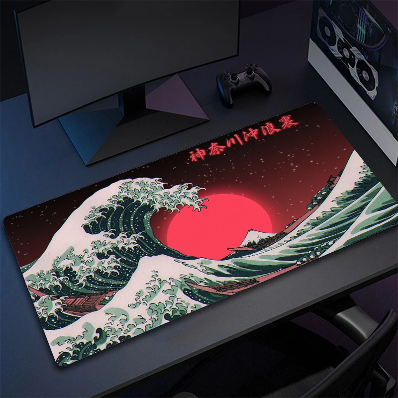

Japanese Great Wave Off Art Large Mouse Pad Rubber Computer Gaming Mousepad Locking Edge Game Laptop Mouse Mat Extend Desk Mat