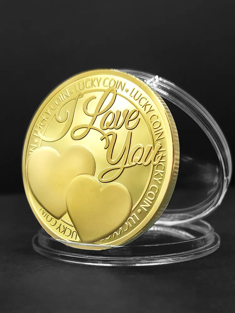 Золотая памятная монета, я люблю тебя больше, чем могу сказать, счастливая монета, милые коллекционные монеты, сувениры и подарки на удачу