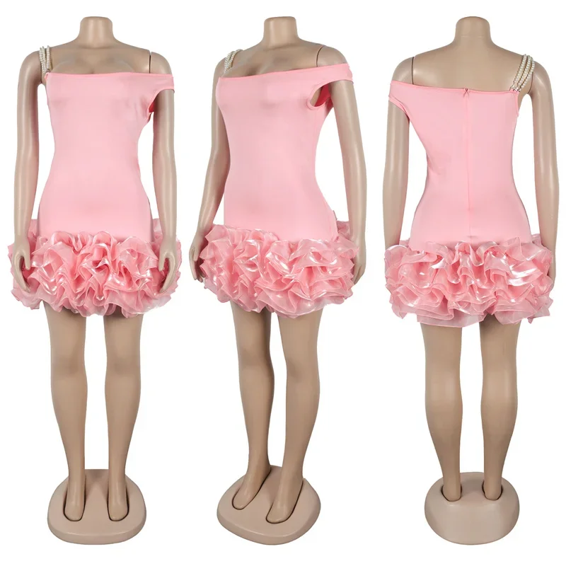 Новинка 2024 летнее облегающее пикантное мини-платье на одно плечо без рукавов