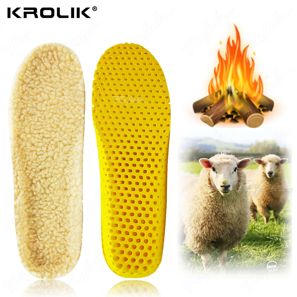 KROLIK Keep Warm Heated Insole Cashmere Thermal Insoles Thicken Soft Breathable Winter Sport Shoes For Man Woman Boots Pad Soles