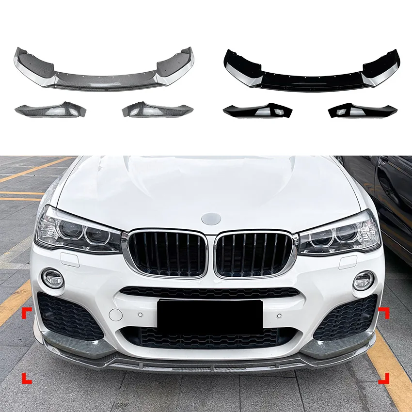 

Для BMW X3 X4 F25 F26 M Sport 2014 2015 2016 2017 2018 Комплект переднего бампера для губ, спойлер, сплиттер, диффузор, блеск, черный АБС