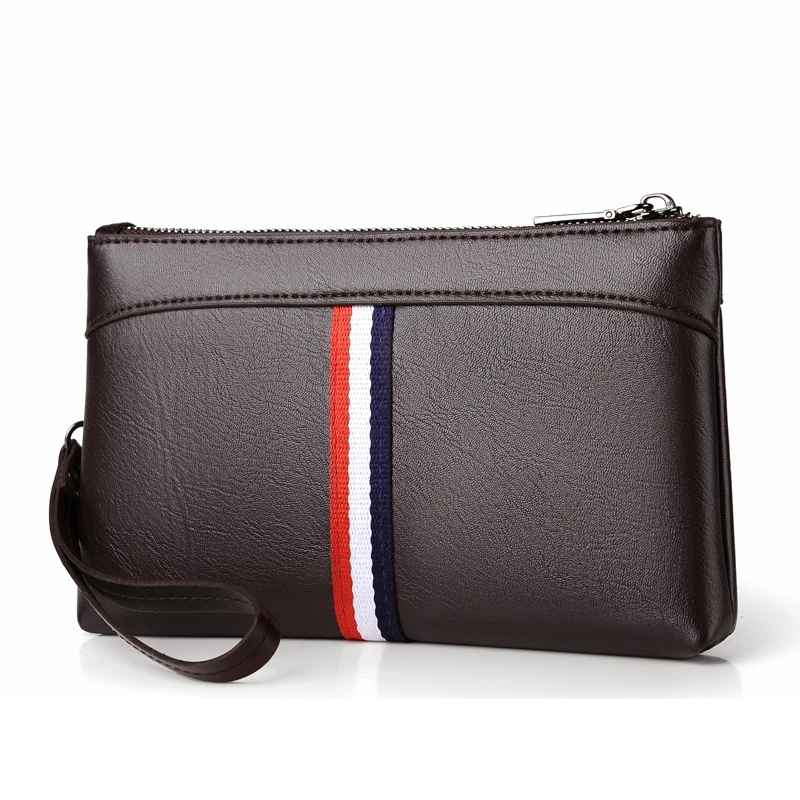 2022 Fashion Solid PU Leather Men's Envelope Handbag Wallet Sacoche Homme Designer Luxury Brand Bag Bolso Hombre Men Bags
