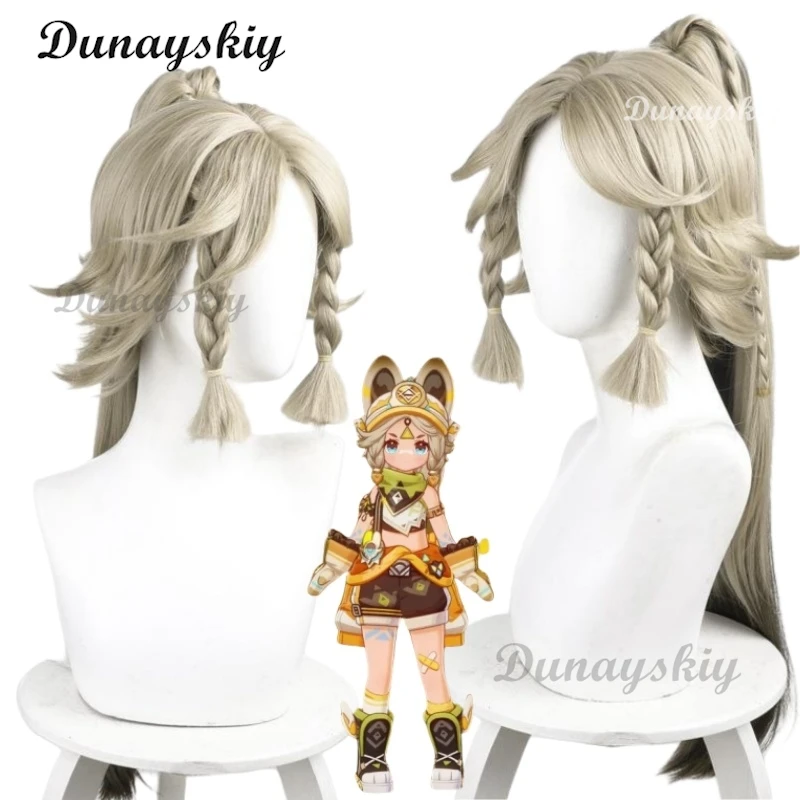 Genshin Impact Качина парик для косплея блондинка длинные волосы хвост Наньatzcayan Natlan