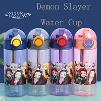 2022new demon slayer water cup childrens plastic straw drinking cup kawaii cute keep warm water bottle boy girl birthday gift