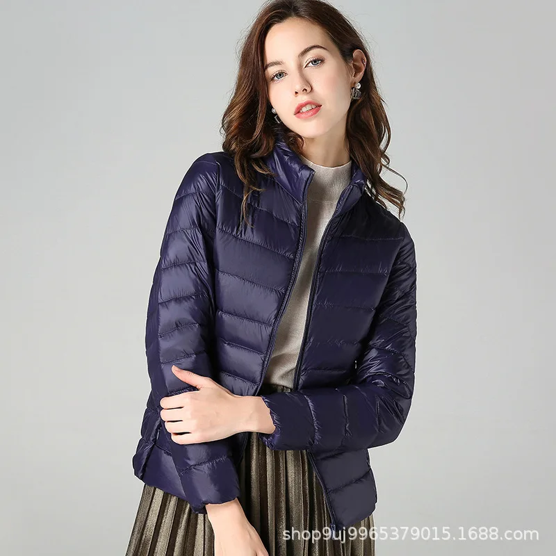 Women 90% White Duck Down Jackets Women's Ultra Light Thin Duck Down Coat Autumn Winter Warm Stand Collar Hiking Portable Hot