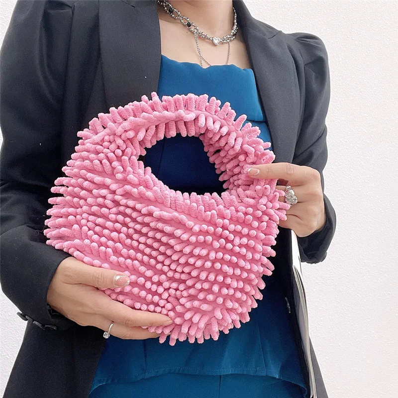 

Dimple Plush Handbag Candy Color Lunch Box Bag Cute Fashionable Marshmallow Winter Small Square Bag Bolsos De Señora Wholesale