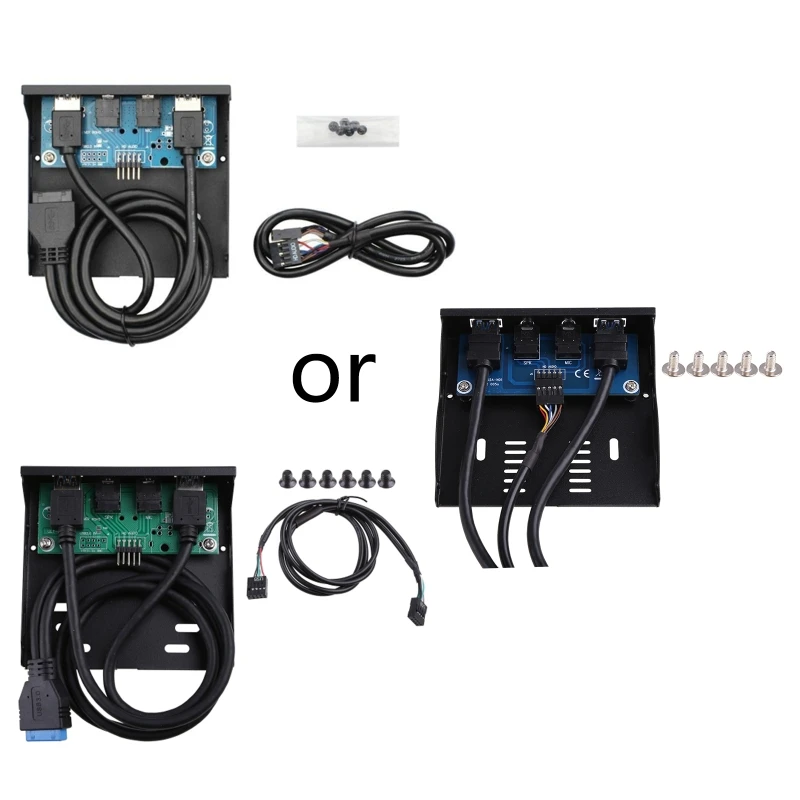 

19Pin 2 Port USB 3.0 Front Panel Hub HD-Audio 3.5inch 3.5 Expansion Cable Adapter Metal Bracket for PC Floppy Bay