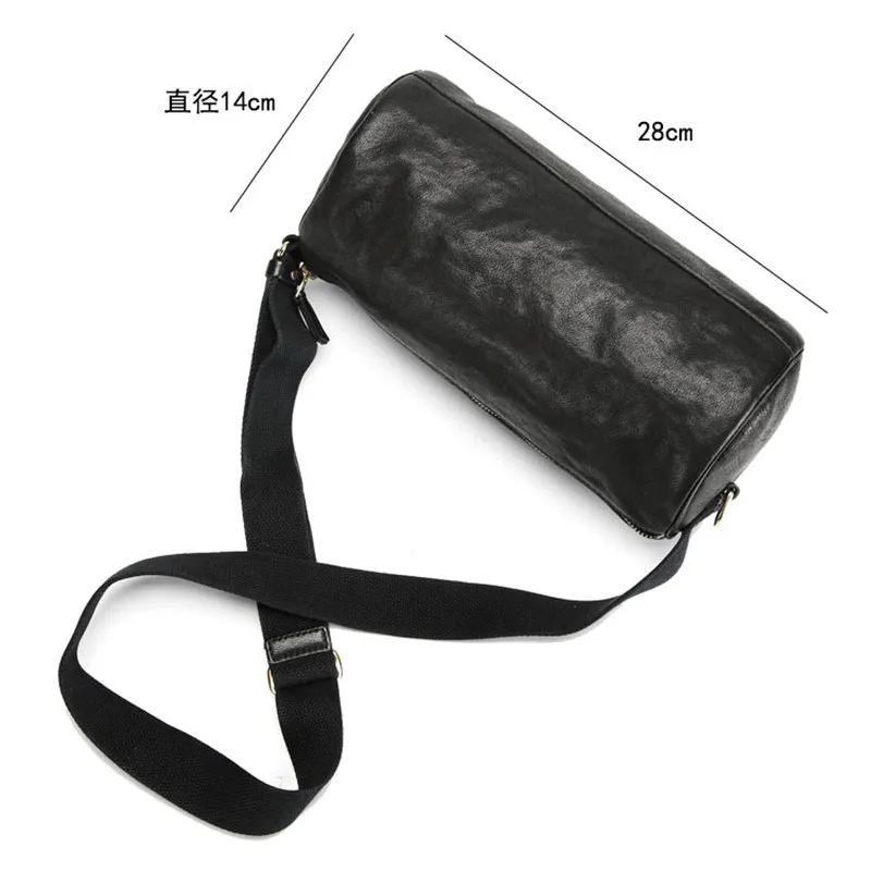 Casual fashion cylinder design luxury genuine leather men's shoulder bag simple soft natural real cowhide teens crossbody bags