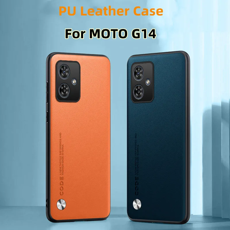 Чехол для Motorola G14 силиконовая кожаная Противоударная защитная задняя крышка