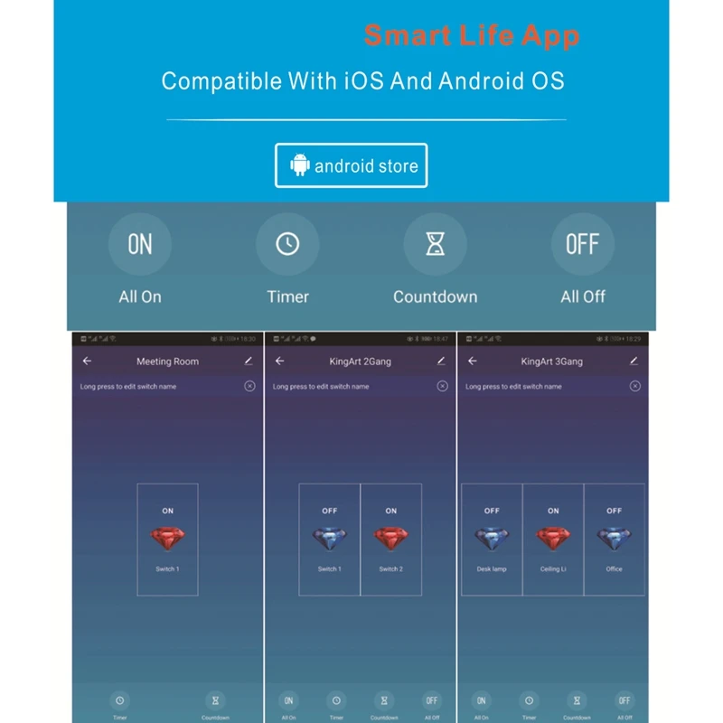 

Умный настенный выключатель с Wi-Fi, 10 А