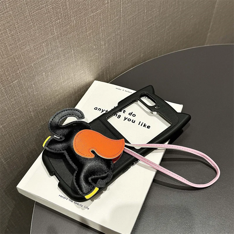 Чехол для телефона с милыми кошачьими ушками и моделью слона Samsung Galaxy Z Flip 6 5 4 3