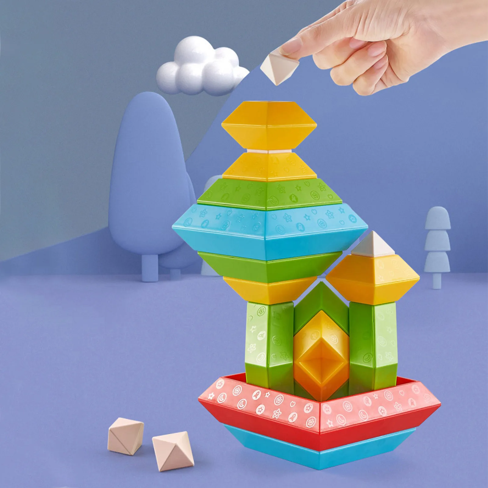 

Building Stacking Block Toy 3D Pyramid Building Block Toy For Kids Educational Learning & Development Toy Set DIY Build Blocks