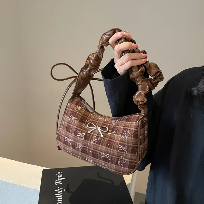 Модная клетчатая женская сумка на одно плечо Винтажный дизайн стиль унисекс